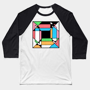 Green Blue Pink Peach Geometric Abstract Acrylic Painting Baseball T-Shirt